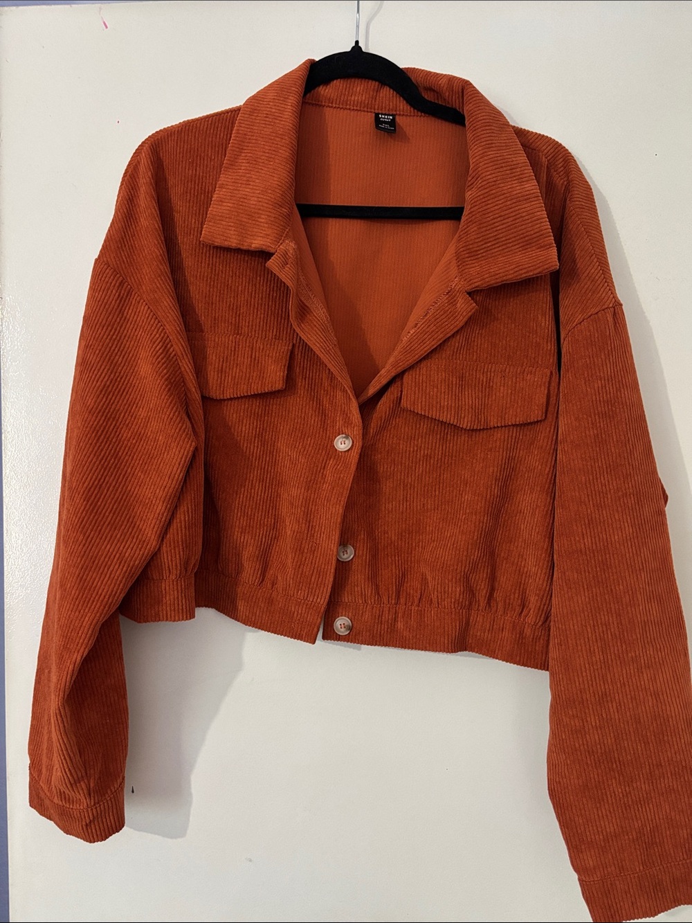 Rust Orange Corduroy Button-Front Jacket